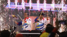 Ajang Pekan Olahraga Pelajar Nasional (POPNAS) XV tahun 2019 resmi ditutup oleh Sesmenpora Gatot S Dewa Broto di Hall A Komplek GOR Soemantri Brojonegoro, Kuningan, Jakarta, Minggu ( 24/11) malam. Tahun ini Jawa Barat keluar sebagai juara umum disusul DKI Jakarta dan Jawa Timur.(foto:egan/kemenpora.go.id)
