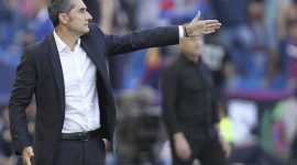 Pelatih Barca Ernesto Valverde di laga lawan Levante. -Istimewa-