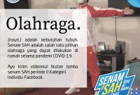 Setelah sukses pada periode I (1-10 Mei 2020), lomba senam SAH Kemenpora periode II dimulai pada Kamis (28/5).