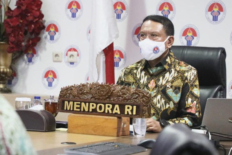 Menteri Pemuda dan Olahraga (Menpora) Zainudin Amali saat menghadiri penyerahan LHP atas LKPP 2019 secara virtual, Senin (21/7/2020). (Foto: Istimewa)