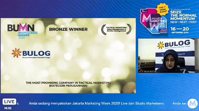 Perum Bulog borong 4 penghargaan sekaligus di ajang BUMN Marketeers Award 2020. (Foto: dok. Bulog)