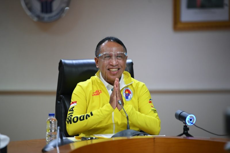 Menteri Pemuda dan Olahraga, Zainudin Amali pada sesi konfrensi virtual jelang gelaran Wushu Championship 2020 / Ist