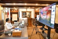 Menteri Desa, Pembangunan Daerah Tertinggal dan Transmigrasi, Abdul Halim Iskandar mengikuti Launching Core Values dan Employer Branding Aparatur Sipil Negara (ASN) Melalui Virtual.Jakarta (27/7/2021)
