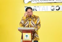 Ketua Umum DPP Partai Golkar Airlangga Hartarto saat menghadiri Tasyakuran dan Peresmian Gedung di DPP Partai Golkar, Jalan Anggrek Nelly Murni, Slipi, Jakarta Barat, Rabu (20/10/2021). / Foto Ist