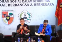 Ketua Umum MPN Pemuda Pancasila Japto S Soerjosoemarno dalam webinar bertema merajut keadilan sosial dalam kehidupan bermasyarakat, berbangsa dan bernegara,/ Foto Ist