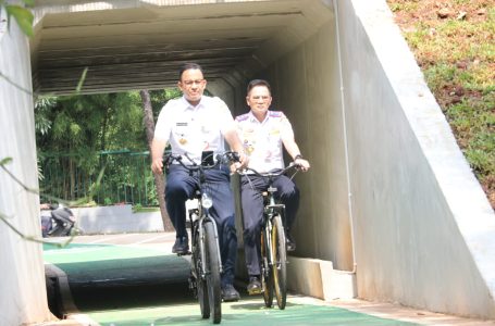 Anies Resmikan Jalur Sepeda dan Pejalan Kaki di Taman Semanggi