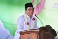 Menteri Desa, Pembangunan Daerah Tertinggal dan Transmigrasi Abdul Halim Iskandar didampingi Wakil Bupati Kediri Dewi Mariya Diskusi Bersama dengan Penggerak dan Pegiat Desa Sekaligus Penyempurnaan Transaksi Non Tunai dalam Sistem badan Usaha Milik Desa (BUMDesa) di Kediri, Jawa Timur. Minggu (16/10/2022)