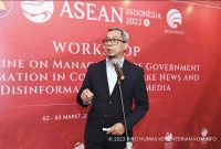 Direktur Jendral Informasi dan Komunikasi Publik (Dirjen IKP) Kemkominfo, Usman Kansong, Senin (10/4/2023) mengatakan, untuk memperkuat penyebarluasan informasi dan manfaat Keketuaan ASEAN Indonesia 2023 kepada masyarakat, pihaknya meluncurkan buku elektronik atau e-book ASEANpedia 2023. / foto ist