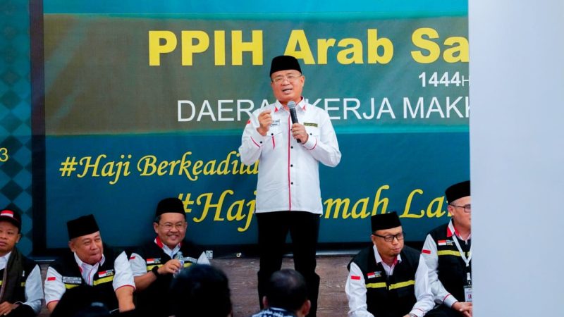 Wakil Ketua PPIH Arab Saudi 1444 H Nasrullah Jasam mengungkapkan empat layanan baru di Arafah dan Mina./ foto ist