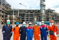 Tim PT EMI dan stakeholder pada Proyek Engineering, Procurement dan Commissioning Bleed Water Treatment Package di Gas Processing Facility Jambaran Tiung Biru