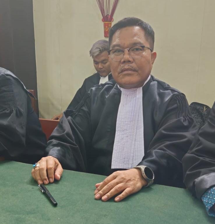 Ainuddin, pengacara Tjahyono Imawan eks pemilik PT SBS saat sidang pembacaan eksepsi di PN Tipikor Palembang, Rabu (22/11/2023).