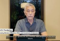 Menteri Koordinator Bidang Kemaritiman dan Investasi Luhut Binsar Pandjaitan saat membuka sesi diskusi bertajuk Progress of Just Energy Transition Partnership (JETP) di Indonesia Pavilion COP 28, Sabtu (2/12) secara daring. Dirinya mengatakan  Indonesia telah meluncurkan Comprehensive Investment and Policy Plan (CIPP) sebagai langkah komperhensif dalam menangkap peluang pendanaan transisi energi melalui mekanisme JETP.