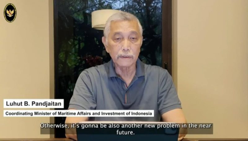 Menteri Koordinator Bidang Kemaritiman dan Investasi Luhut Binsar Pandjaitan saat membuka sesi diskusi bertajuk Progress of Just Energy Transition Partnership (JETP) di Indonesia Pavilion COP 28, Sabtu (2/12) secara daring. Dirinya mengatakan  Indonesia telah meluncurkan Comprehensive Investment and Policy Plan (CIPP) sebagai langkah komperhensif dalam menangkap peluang pendanaan transisi energi melalui mekanisme JETP.