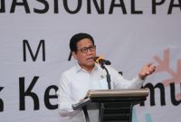 Menteri Desa, PDT dan Transmigrasi Abdul Halim Iskandar didampingi Sekretaris Jenderal Taufik Madjid menghadiri dan membuka Acara Rapat Pimpinan Nasional PATRI 2023 di Hotel Swiss Bell Kalibata, Senin (11/12/23).