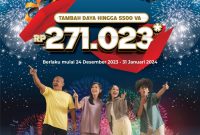 Promo “Gelegar Akhir Tahun”, tambah daya dengan harga spesial hanya dengan Rp271.023 untuk semua golongan tarif listrik hingga daya 5.500 volt ampere (VA). Berlaku mulai 24 Desember - 31 Januari 2024.