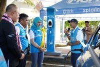 Peresmian SPKLU KEK Mandalika untuk mendukung green tourism pada Maret 2023 yang dihadiri Direktur Keuangan PLN, Sinthya Roesly (ketiga dari kiri) dan Direktur Perencanaan Korporat dan Pengembangan Bisnis PLN, Hartanto Wibowo (kedua dari kiri).