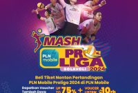 Promo program Smash PLN Mobile Proliga 2024 yang dapat dinikmati oleh masyarakat dengan membeli tiket PLN Mobile Proliga 2024 di aplikasi PLN Mobile.