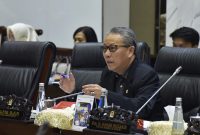 Wakil Ketua Komisi XI DPR RI Dolfie O.F.P dalam Rapat Kerja dengan Ketua Dewan Komisioner OJK di Gedung Parlemen, Jakarta, / foto ist
