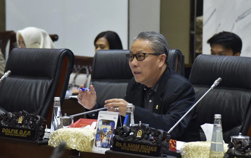 Wakil Ketua Komisi XI DPR RI Dolfie O.F.P dalam Rapat Kerja dengan Ketua Dewan Komisioner OJK di Gedung Parlemen, Jakarta, / foto ist