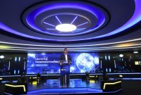 Direktur Utama PLN Darmawan Prasodjo saat menyampaikan arahan dalam acara peresmian Nusantara InnoVision Center (NIC) di Kantor Strategis PLN NP Jakarta, pada Jumat (26/7).