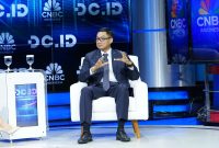 Direktur Utama PLN, Darmawan Prasodjo, saat menjadi narasumber dalam acara CNBC Indonesia Data Center Industry Dialogue di Jakarta pada Rabu (11/9).