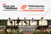 Keterangan Foto 2: Talkshow saat Kick Off Pertamuda 2023 di Grha Pertamina.