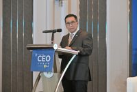 Wakil Menteri Perencanaan Pembangunan Nasional/Wakil Kepala Badan Perencanaan Pembangunan Nasional, Febrian Alphyanto Ruddyard ketika membuka diskusi terbatas CEO Insight bertajuk 