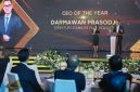 Direktur Utama PLN, Darmawan Prasodjo (kanan) saat menyampaikan speech setelah menerima penghargaan CEO of The Year tiga tahun berturut-turut dalam ajang CNBC Indonesia Awards 2024 di Jakarta, Rabu (11/12). CNBC Indonesia Awards 2024 merupakan ajang apresiasi kepada emiten dan publik figur yang memberikan pengaruh positif bagi Indonesia. Acara ini dihadiri oleh berbagai tokoh nasional dan pimpinan perusahaan-perusahaan besar di Indonesia.