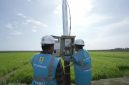 Petugas PLN sedang melakukan pengecekan listrik untuk pompa pengairan sawah di Kampung Telaga Sari, Merauke, Papua Selatan. Melalui program Electrifying Agriculture, kini produktivitas para petani di kampung tersebut semakin meningkat.