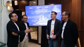 VP Corporate Communication Telkom Andri Herawan Sasoko, CEO BigBox AI Agus Laksono, Direktur Digital Business Telkom Muhamad Fajrin Rasyid, dan EVP Digital Business & Technology Komang Budi. (Dok. PT Telkom)