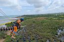 Petugas PLN tengah melakukan pemeliharaan jaringan transmisi Saluran Udara Tegangan Tinggi (SUTT) 150 kiloVolt (kV) sebagai bagian dari upaya memastikan keandalan pasokan listrik secara nasional. Komitmen ini menjadi fondasi dalam mendorong peningkatan kinerja PLN, yang pada Tahun Buku 2024 ini mencetak pendapatan sebesar Rp545,38 triliun.