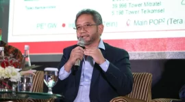 Direktur Strategic Business Development & Portofolio Telkom, Seno Soemadji, saat memberikan paparan pada acara Indonesia Economic Summit 2025 yang diselenggarakan di Shangri-La Hotel, pada (2/10). Foto: dok. Telkom