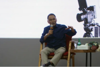 Komisaris Telkom Rizal Mallarangeng pada acara pelatihan jurnalistik dengan para awak media, di Semarang, pada (2/10).