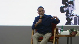 Komisaris Telkom Rizal Mallarangeng pada acara pelatihan jurnalistik dengan para awak media, di Semarang, pada (2/10).