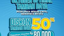 Dalam rangka memperingati Hari Listrik Nasional (HLN) ke-80, PLN menghadirkan program spesial Oktober Optimal Tambah Daya (OOTD). Melalui program ini, pelanggan dapat menikmati diskon 50% biaya tambah daya listrik serta mendapatkan voucher listrik senilai Rp80 ribu bagi 50 ribu pelanggan pertama yang berhasil melakukan tambah daya. Promo ini berlaku mulai 17 hingga 30 Oktober 2025.