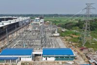 Tampak udara gardu induk 150 kilovolt (kV) yang menjadi suplai utama listrik bagi PT Labuan Baja Indonesia, serta infrastruktur penting dalam memperkuat pasokan listrik kawasan industri Cikande, Kabupaten Serang, Banten.