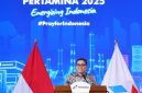  Wakil Direktur Utama Pertamina, Oki Muraza memberikan sambutan saat acara Anugerah  Jurnalistik Pertamina 2025 yang diselenggarakan di Grha Pertamina, Jakarta pada Jumat (12/12/2025).