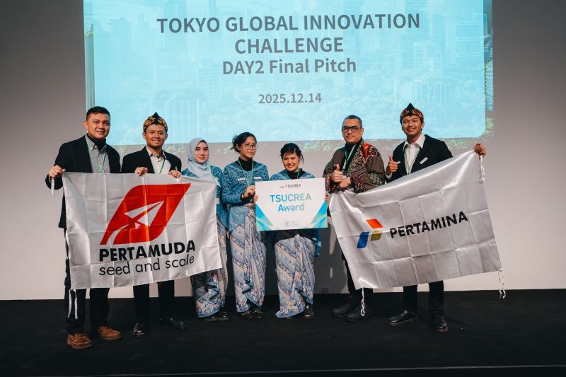 Tim Drillytics berhasil meraih Tsucrea Award ajang Tokyo Global Innovation Challenge (TGIC) yang digelar di Tokyo Innovation Base (TIB), Jepang, 14 Desember 2025 waktu setempat. ( foto: Pertamina )
