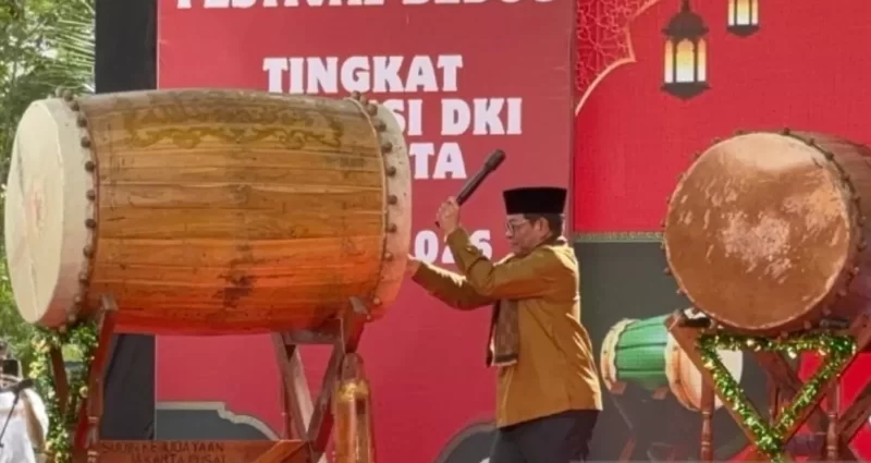 Gubernur DKI Jakarta, Pramono Anung, membuka Festival Tabuh Bedug Ramadan 2026 di halaman Plaza Teater Besar, Taman Ismail Marzuki (TIM), Menteng, Jakarta Pusat, Sabtu (7/3)