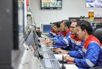 Suasana Control Room area Kilang Pertamina International Unit VI Balongan, Sukareja, Indramayu, Jawa Barat.