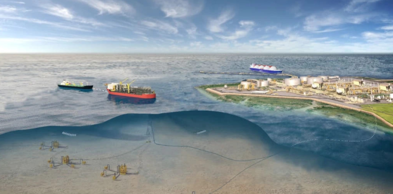 Proyek Lapangan Gas Abadi di Blok Masela di Laut Arafura, lepas pantai Kepulauan Tanimbar dan Maluku Barat Daya, Maluku. (Foto: Satuan Kerja Khusus Pelaksana Kegiatan Usaha Hulu Minyak dan Gas Bumi)