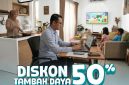 Guna memberikan kenyamanan masyarakat dalam menerapkan Work From Home (WFH), PLN menghadirkan program diskon 50% tambah daya listrik 