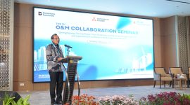 Direktur Operasi Pembangkit Gas PLN Nusantara Power Komang Parmita saat memberikan sambutan dalam acara O&M Collaboration Seminar bersama Mitsubishi.  PT PLN Nusantara Power terus mendorong penguatan keandalan dan fleksibilitas pembangkit listrik termal sebagai bagian dari upaya mendukung transisi energi nasional.