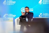 Direktur Biomassa PT PLN Energi Primer Indonesia, Hokkop Situngkir di sesi PLN EPI Bioenergy: Transforming Indonesia's Biomass Advantage into a Low-Carbon Hydrogen Industry   dalam Hydrogen Conference Global Hydrogen Ecosystem Summit (GHES) 2026 bertempat di Jakarta Convention Center (JCC) pada Rabu (22/7).