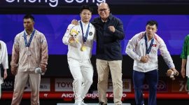 Menpora Erick Thohir mengapresiasi para ketua umum cabang olahraga (cabor) yang hadir langsung di Asian Games Aichi-Nagoya 2026. (foto:Naif/NOC Indonesia)